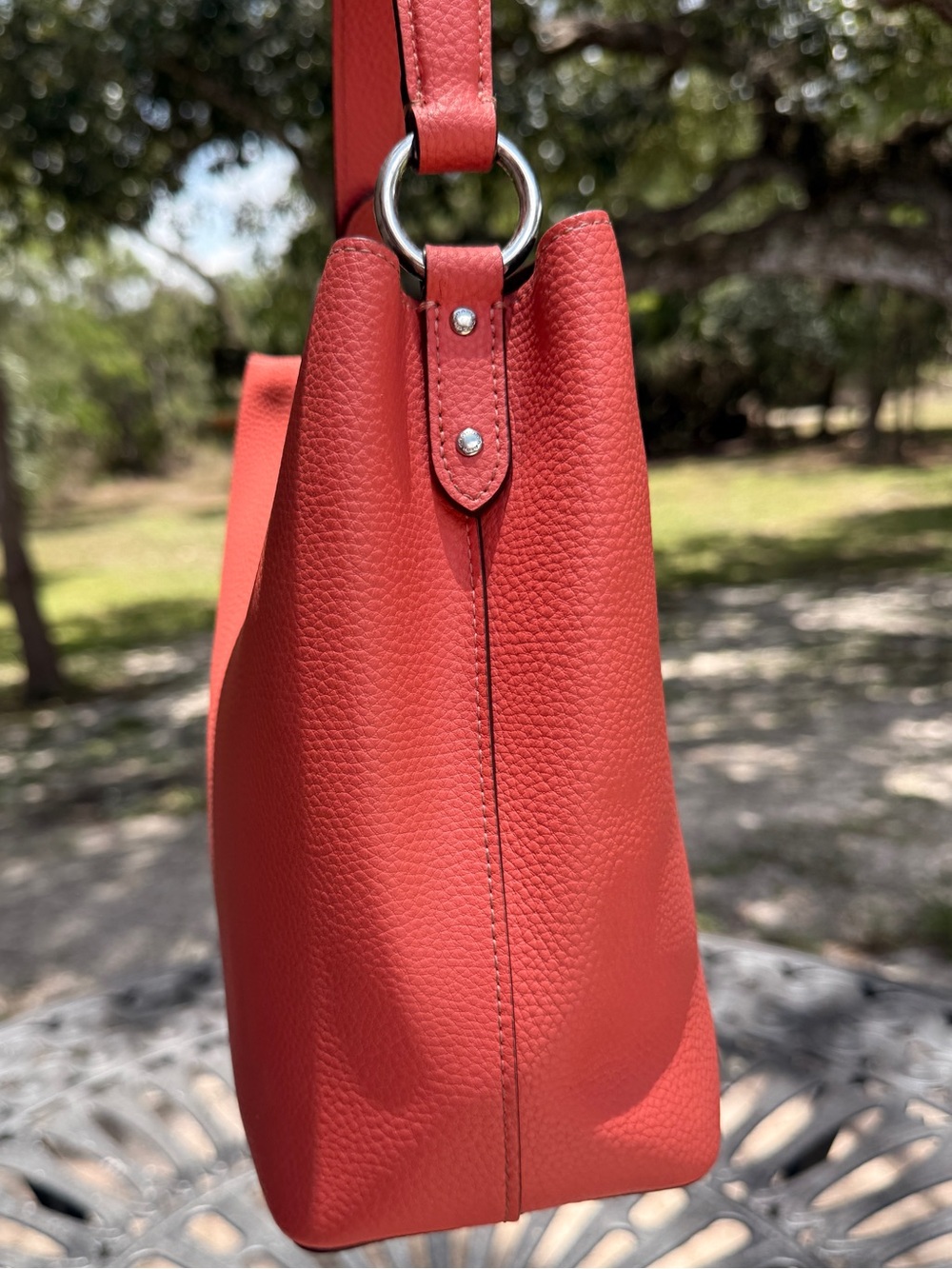 COACH Small Town Bucket Bag Leather Coral Pink 1011 - Picture 4 of 13